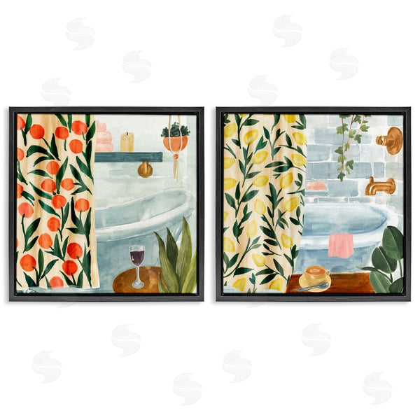 Stupell Industries Annie Warren | Bathroom Tub And Curtains Interiors Wall Art