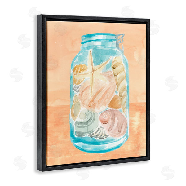 Stupell Industries Annie Warren | Beach Shells In Jar Blue Orange