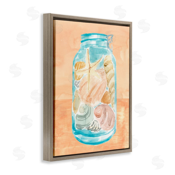 Stupell Industries Annie Warren | Beach Shells In Jar Blue Orange