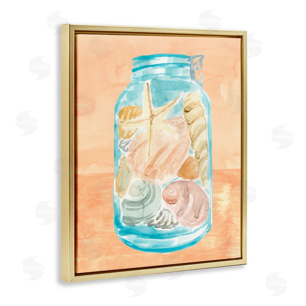 Stupell Industries Annie Warren | Beach Shells In Jar Blue Orange