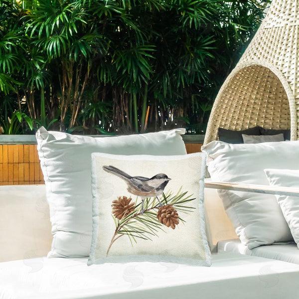 Stupell Industries Annie Warren | Bird & Pine Sprig Printed Throw Pillow