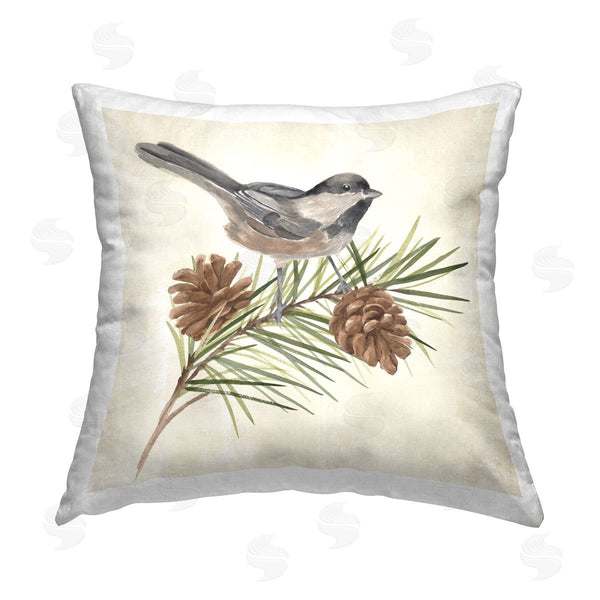 stupell industries Annie Warren | Bird & Pine Sprig Printed Throw Pillow