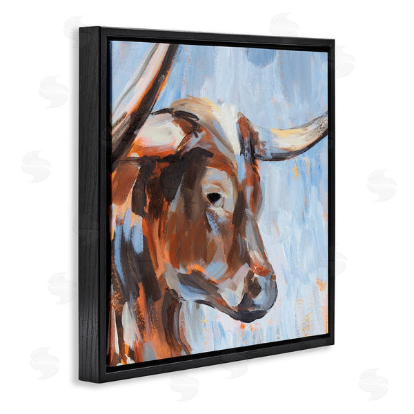 Stupell Industries Annie Warren | Blue Longhorn Cattle Portrait Wall Art