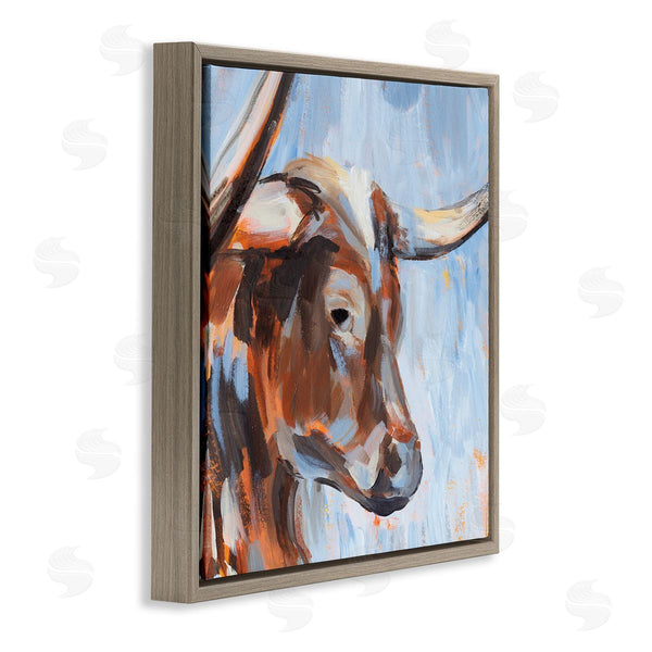 Stupell Industries Annie Warren | Blue Longhorn Cattle Portrait Wall Art