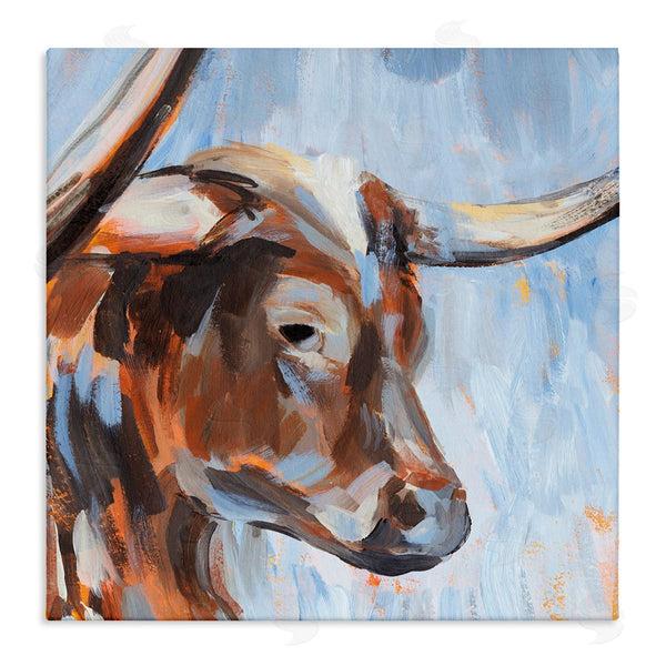 stupell industries Annie Warren | Blue Longhorn Cattle Portrait Wall Art
