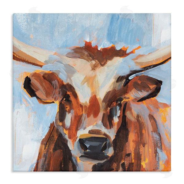 stupell industries Annie Warren | Blue Modern Farm Cow Cattle Brushstrokes Painting Wall Art
