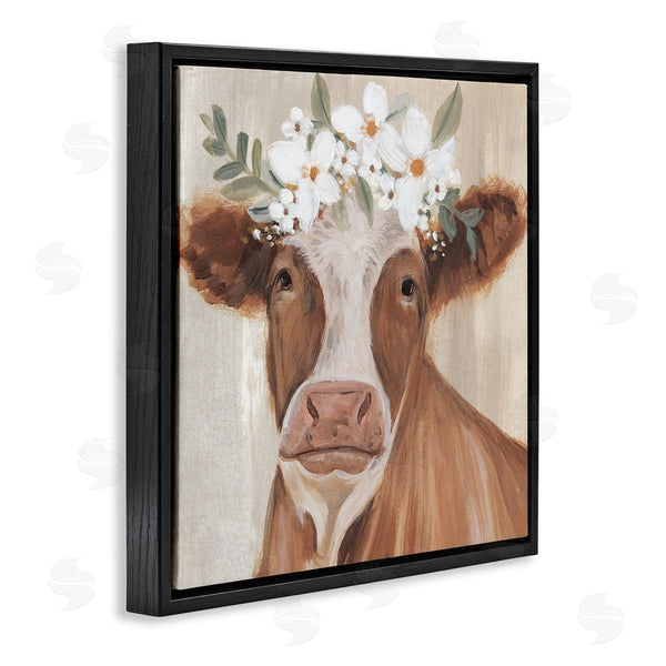 Stupell Industries Annie Warren | Brown Cattle Floral Bloom Crown Wall Art