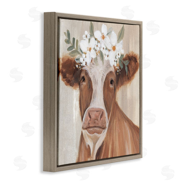 Stupell Industries Annie Warren | Brown Cattle Floral Bloom Crown Wall Art