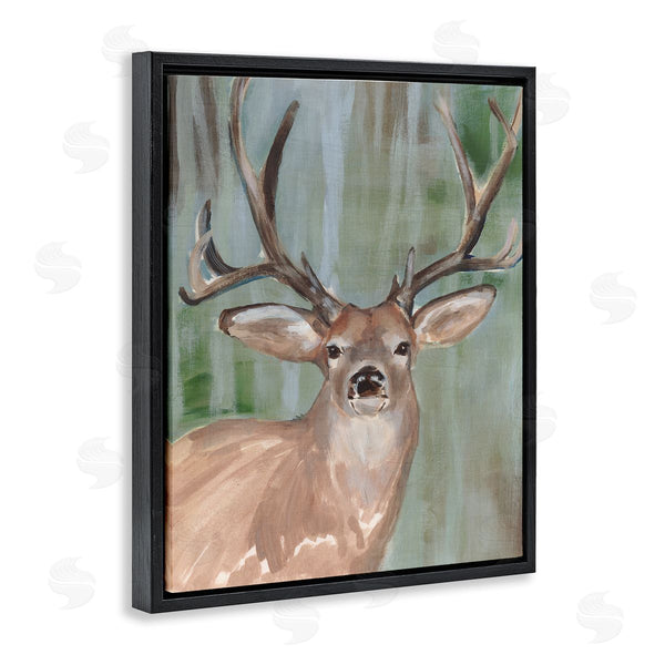 Stupell Industries Annie Warren | Contemporary Forest Buck Portrait Rustic Large Antlers Wall Art