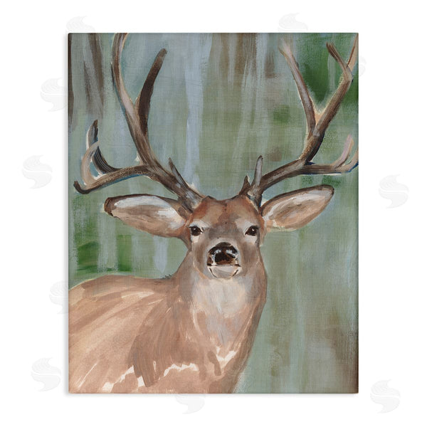 stupell industries Annie Warren | Contemporary Forest Buck Portrait Rustic Large Antlers Wall Art