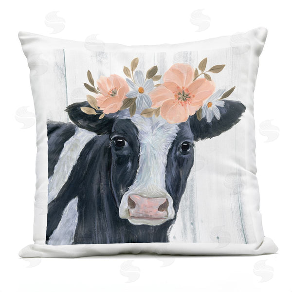 Stupell Industries Annie Warren | Country Cow Flower Crown Printed Throw Pillow