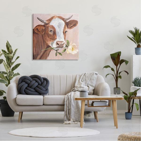 Stupell Industries Annie Warren | Cow & Rose Blossom Wall Art