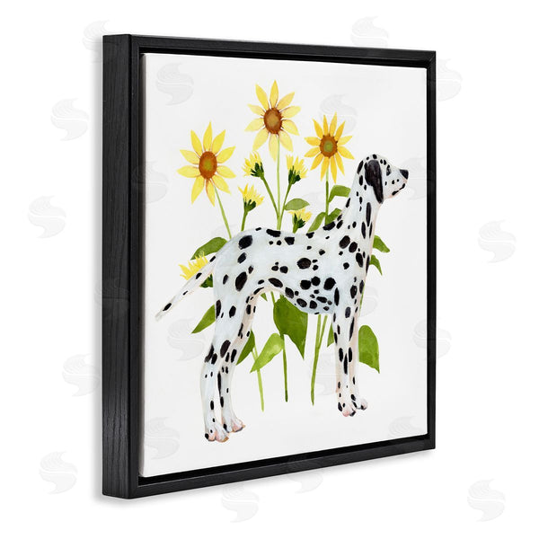 Stupell Industries Annie Warren | Dalmatian Dog Minimal Sunflower Field