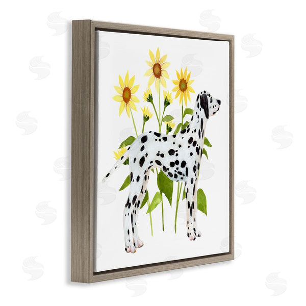 Stupell Industries Annie Warren | Dalmatian Dog Minimal Sunflower Field