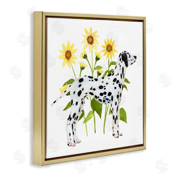 Stupell Industries Annie Warren | Dalmatian Dog Minimal Sunflower Field