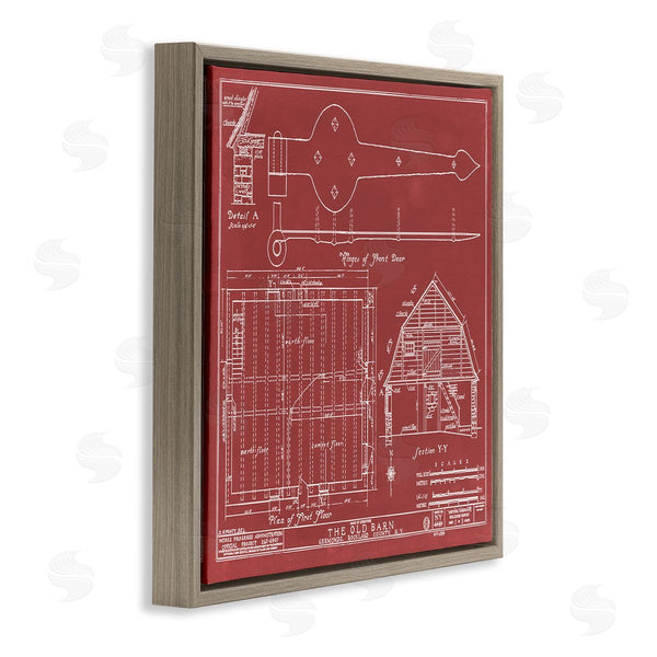 Stupell Industries Annie Warren | Detailed Diagram Blueprint Old Barn Floor Plan Wall Art