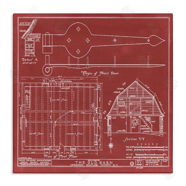 stupell industries Annie Warren | Detailed Diagram Blueprint Old Barn Floor Plan Wall Art