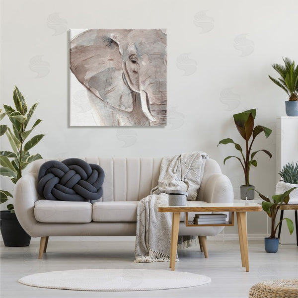 Stupell Industries Annie Warren | Elephant Ear Animal Portrait Small Husks Grey Wrinkles Wall Art