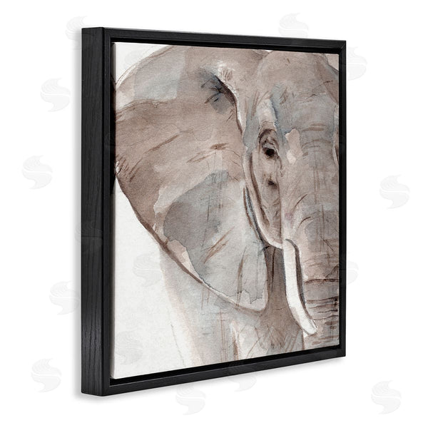 Stupell Industries Annie Warren | Elephant Ear Animal Portrait Small Husks Grey Wrinkles Wall Art