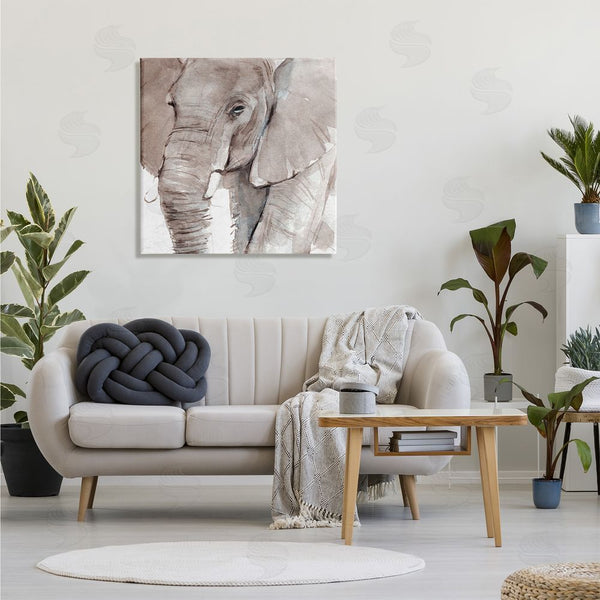 Stupell Industries Annie Warren | Elephant Trunk Animal Portrait Grey Wrinkles Small Husks Wall Art