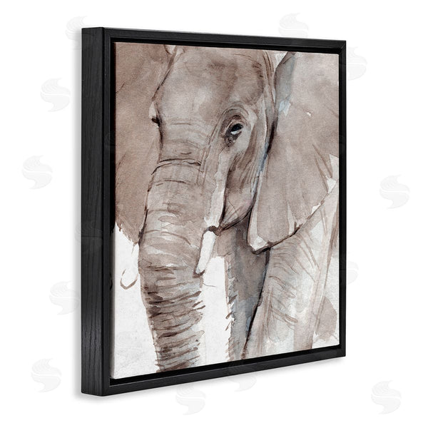 Stupell Industries Annie Warren | Elephant Trunk Animal Portrait Grey Wrinkles Small Husks Wall Art