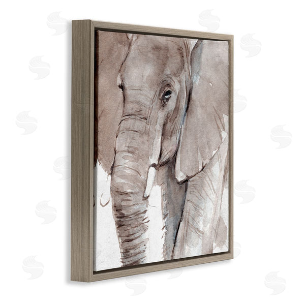 Stupell Industries Annie Warren | Elephant Trunk Animal Portrait Grey Wrinkles Small Husks Wall Art