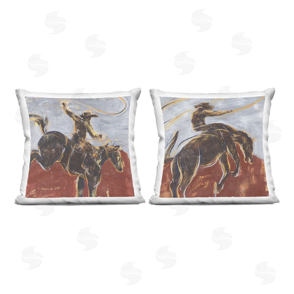 stupell industries Annie Warren | Expressive Rodeo Cowboys & Lassos Printed Throw Pillow Set