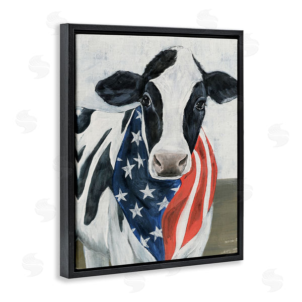 Stupell Industries Annie Warren | Farm Cow American Flag Animal Wall Art