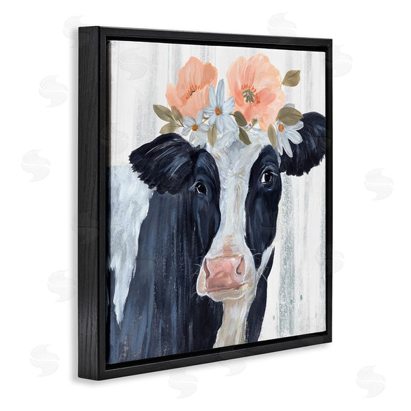 Stupell Industries Annie Warren | Farm Cow Floral Daisy Blooms Wall Art