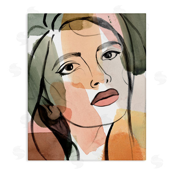 stupell industries Annie Warren | Female Portrait Bold Lips Abstract Paint Strokes