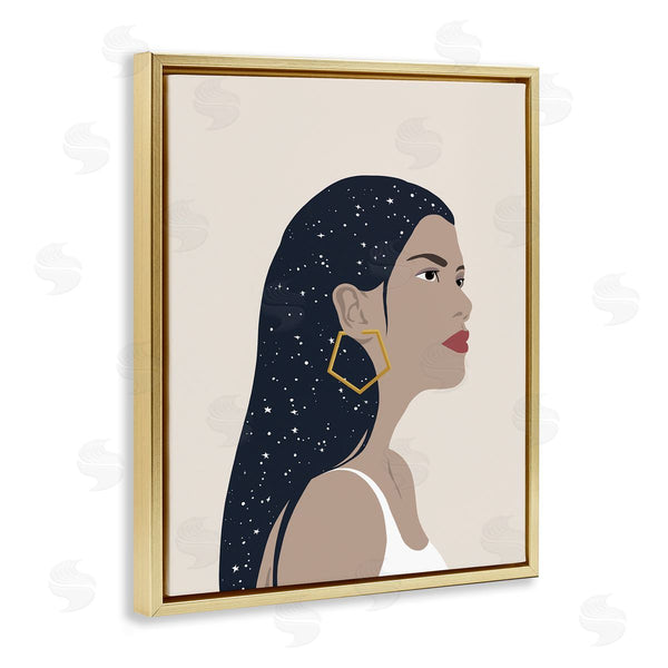 Stupell Industries Annie Warren | Female With Earring Abstract Star Constellation Hair