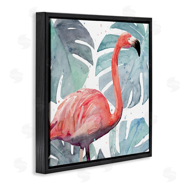Stupell Industries Annie Warren | Flamingo Over Monstera Leaves