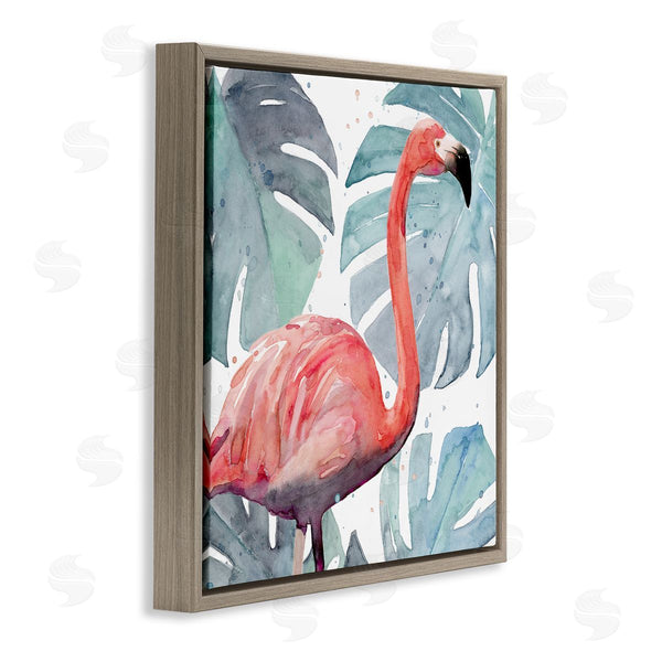 Stupell Industries Annie Warren | Flamingo Over Monstera Leaves