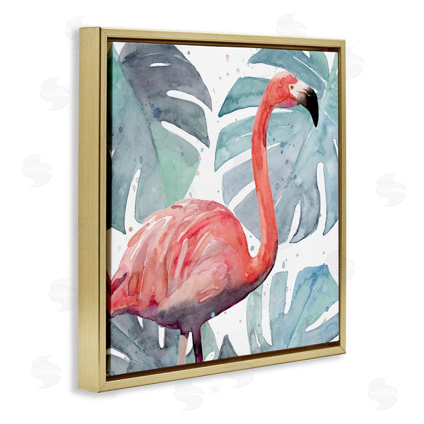 Stupell Industries Annie Warren | Flamingo Over Monstera Leaves