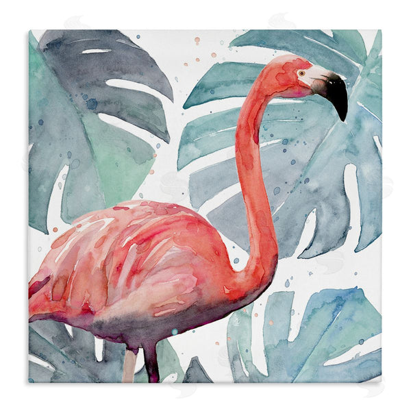 stupell industries Annie Warren | Flamingo over Monstera Leaves