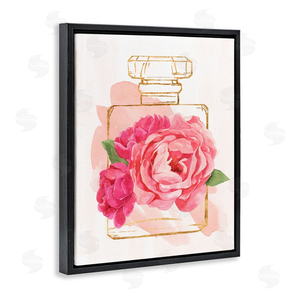 Stupell Industries Annie Warren | Golden Perfume Bottle Glam Pink Floral Bloom