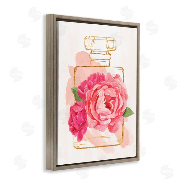 Stupell Industries Annie Warren | Golden Perfume Bottle Glam Pink Floral Bloom