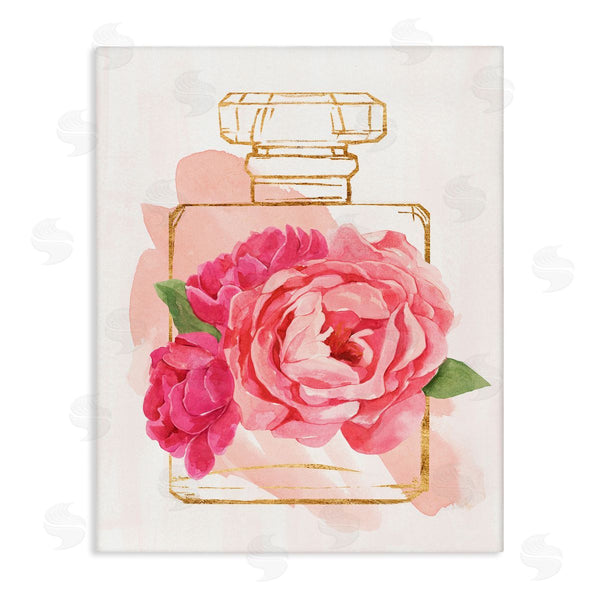 stupell industries Annie Warren | Golden Perfume Bottle Glam Pink Floral Bloom