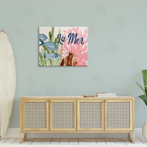 Stupell Industries Annie Warren | La Mer Fish Shallow Sea Shell Coral Algae Wall Art