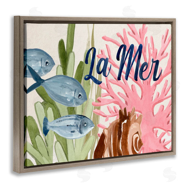 Stupell Industries Annie Warren | La Mer Fish Shallow Sea Shell Coral Algae Wall Art