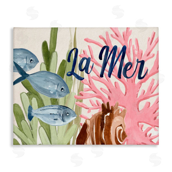 stupell industries Annie Warren | La Mer Fish Shallow Sea Shell Coral Algae Wall Art