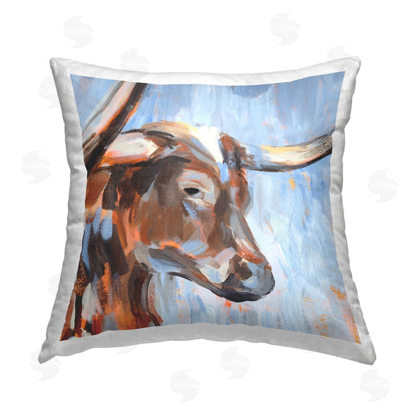 stupell industries Annie Warren | Longhorn Cattle Gazing Printed Throw Pillow