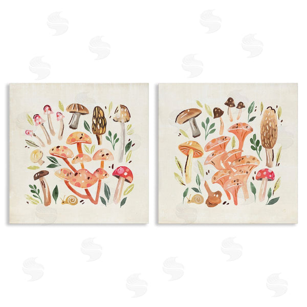 stupell industries Annie Warren | Mushroom & Leaves Pattern Wall Art