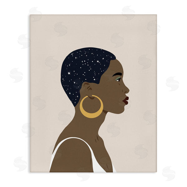 stupell industries Annie Warren | Night Sky Constellation Hairstyle Glam Female Portrait Wall Art
