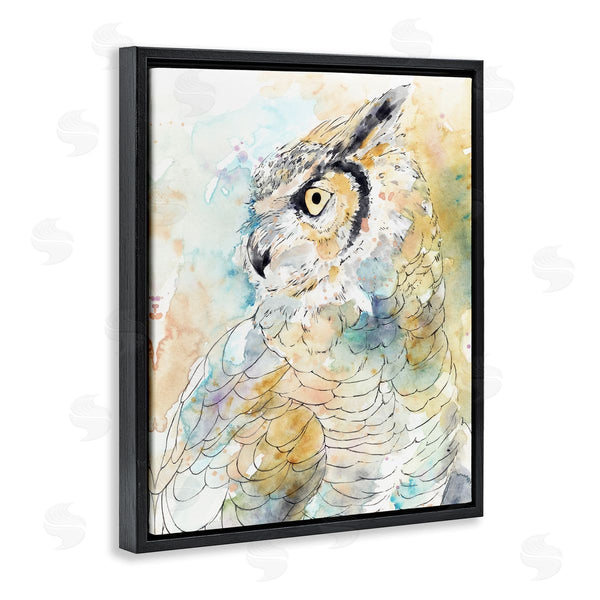 Stupell Industries Annie Warren | Owl Side Eye Portrait Woodland Bird Watercolor