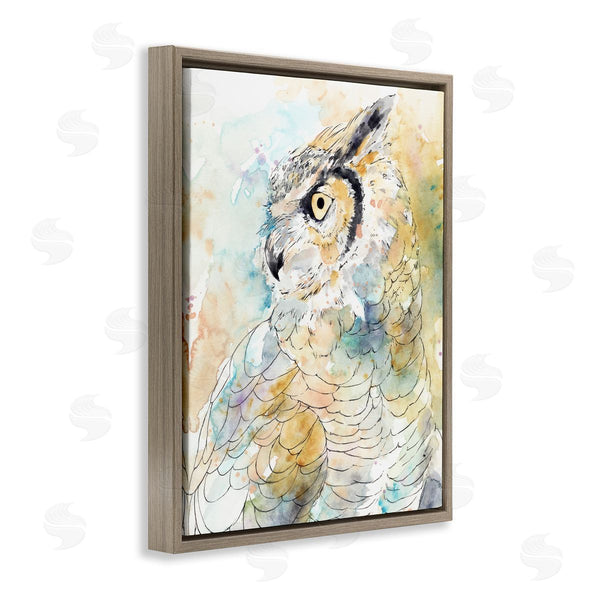Stupell Industries Annie Warren | Owl Side Eye Portrait Woodland Bird Watercolor