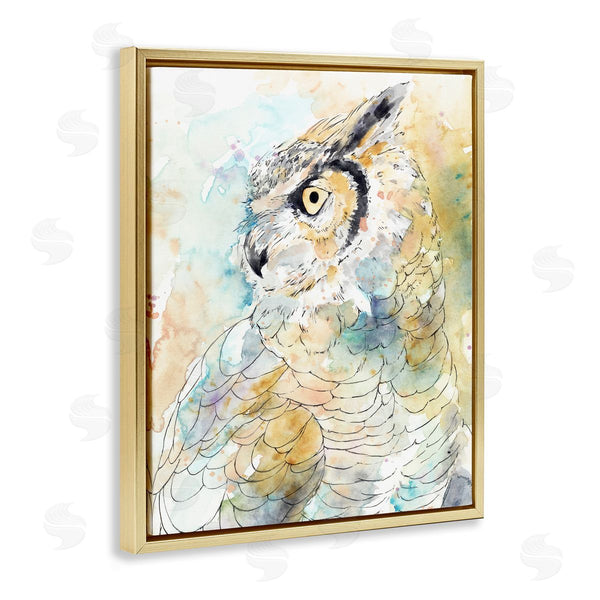 Stupell Industries Annie Warren | Owl Side Eye Portrait Woodland Bird Watercolor