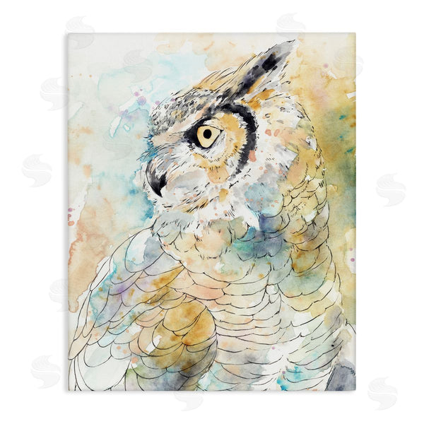 stupell industries Annie Warren | Owl Side Eye Portrait Woodland Bird Watercolor