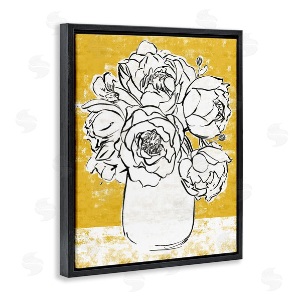 Stupell Industries Annie Warren | Peony Sketch Bouquet Contrasted Distressed Yellow