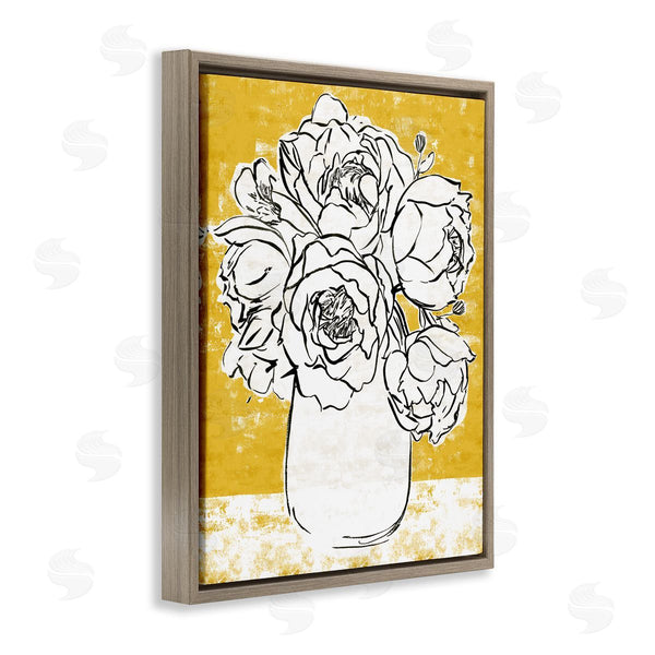 Stupell Industries Annie Warren | Peony Sketch Bouquet Contrasted Distressed Yellow
